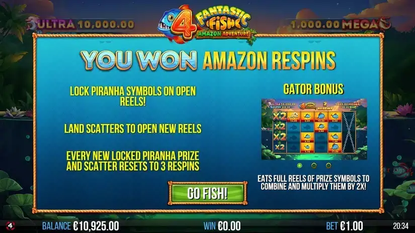 4 Fantastic Fish Amazon Adventure slot screenshot 3