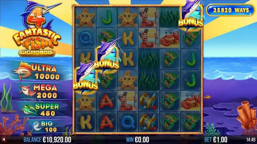 4 Fantastic Fish Gigablox slot screenshot 2