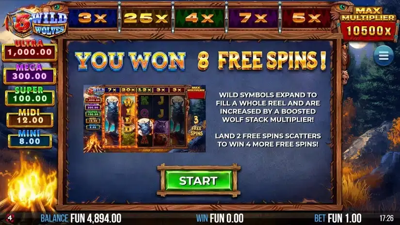 5 Wild Wolves slot screenshot 4
