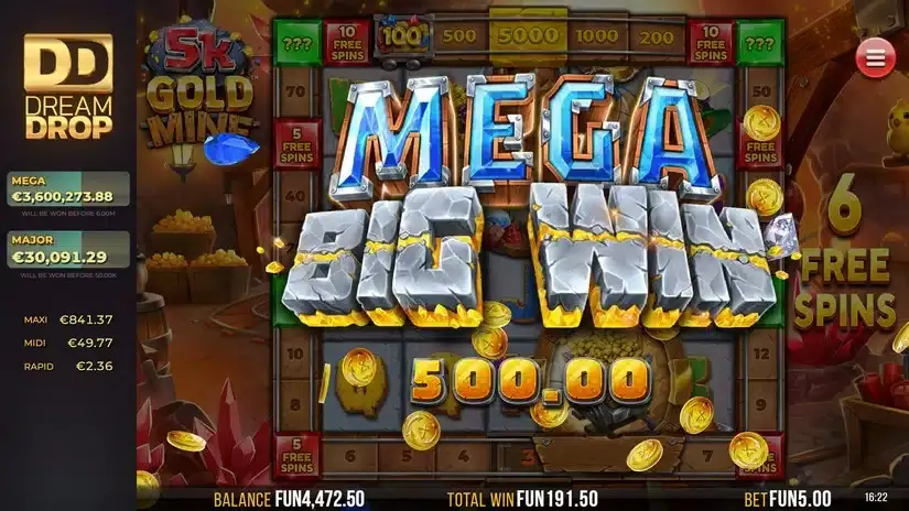 5k Gold Mine Dream Drop slot screenshot 