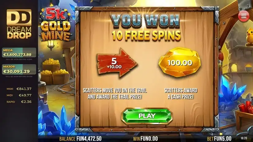 5k Gold Mine Dream Drop slot screenshot 2