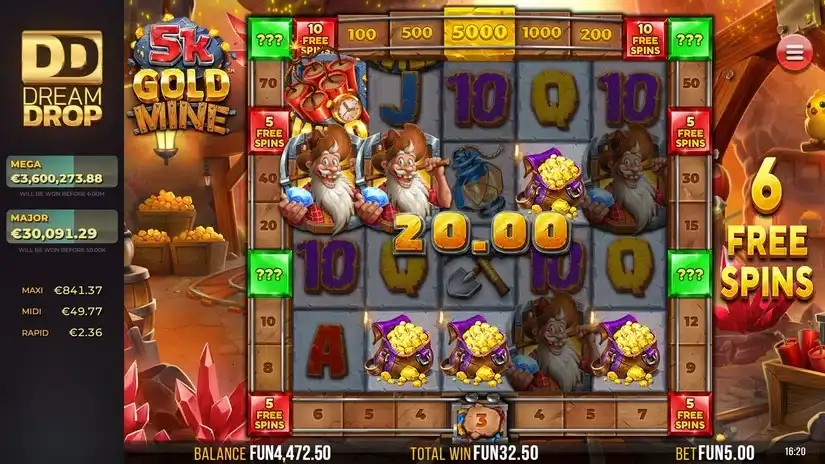 5k Gold Mine Dream Drop slot screenshot 4