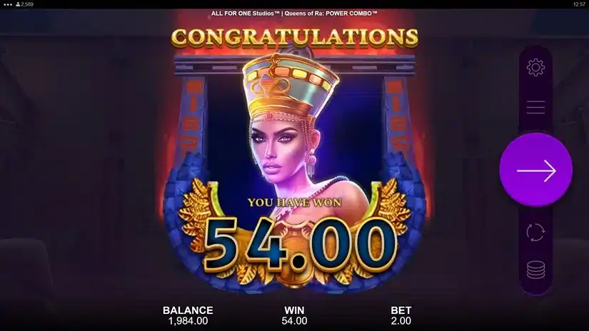 Queens of Ra POWER COMBO slot screenshot 