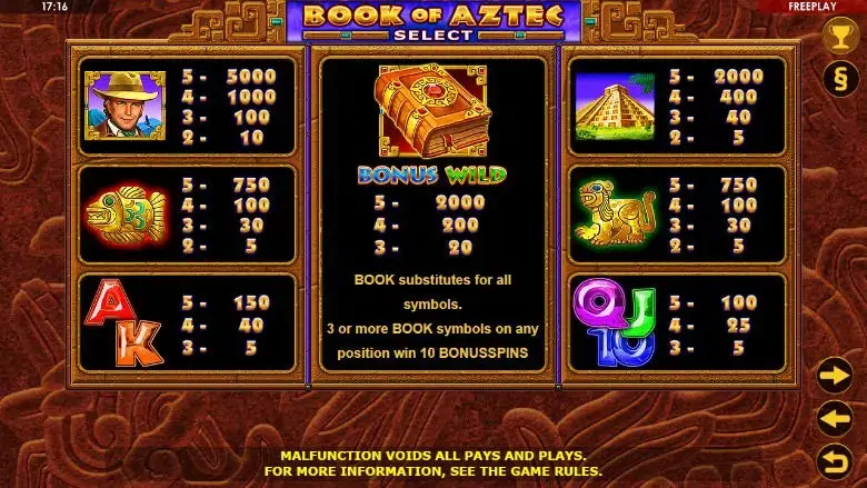 Book of Aztec Select slot screenshot 2