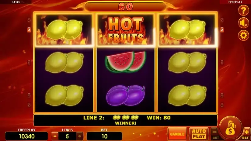Hot Fruits Deluxe slot screenshot 