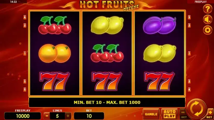 Hot Fruits Deluxe slot screenshot 