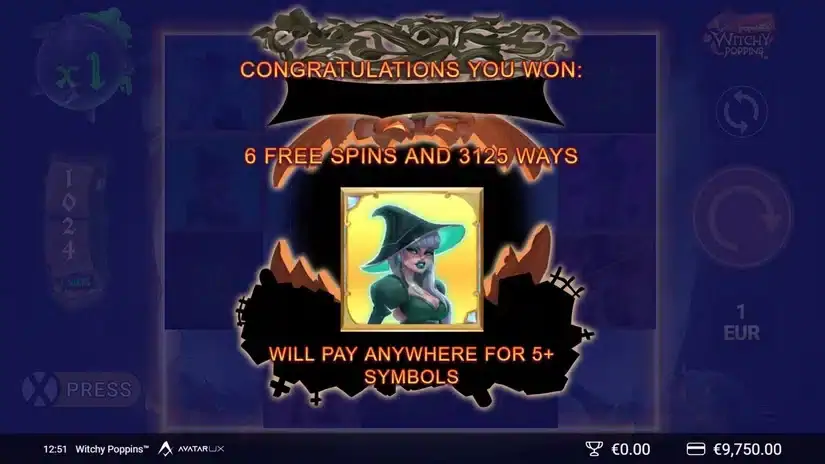 WitchyPoppins slot screenshot 3