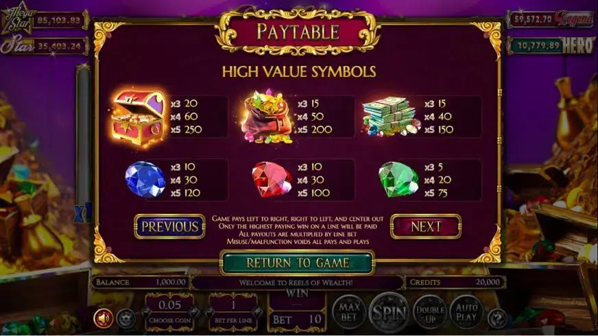 Reels of Wealth slot screenshot 