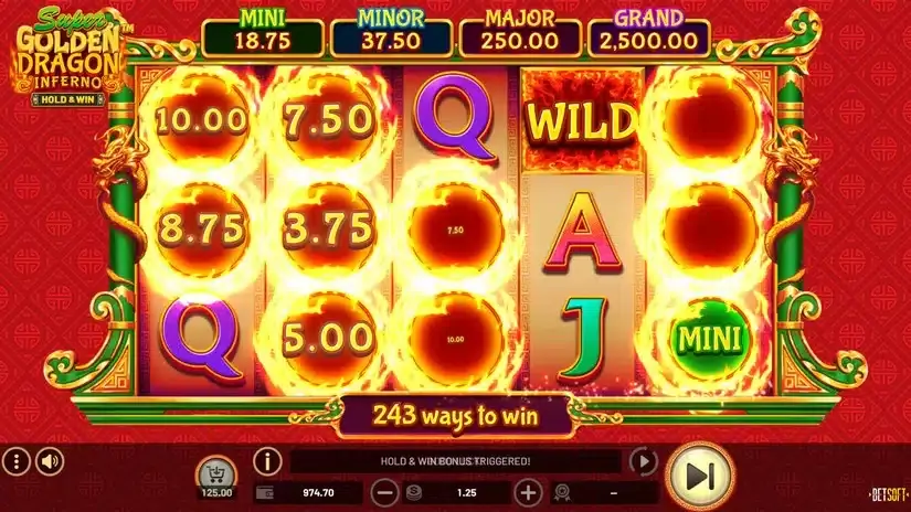 Super Golden Dragon Inferno slot screenshot 2