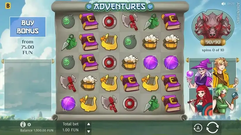 Adventures slot screenshot 