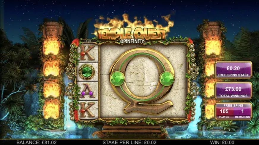 Temple Quest Spinfinity slot screenshot 1