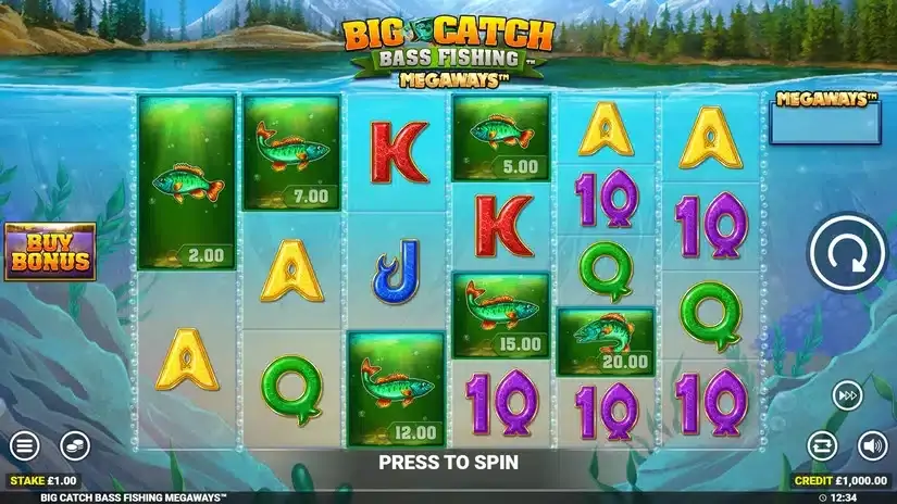 Big Catch Bass Fishing Megaways slot screenshot 