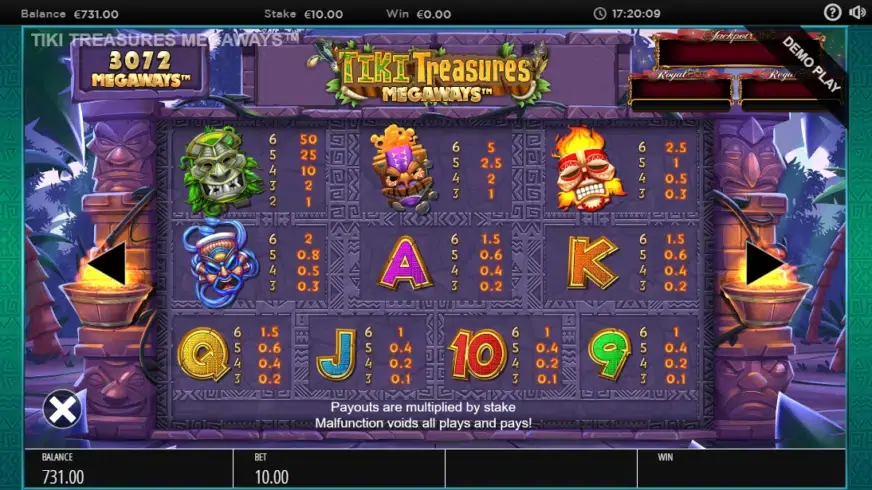 Tiki Treasures Megaways slot screenshot 2