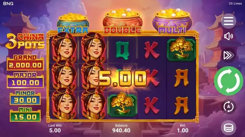 3 China Pots slot screenshot 3