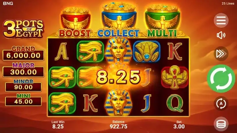 3 Pots of Egypt slot screenshot 