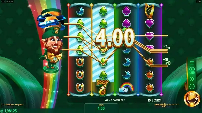 777 Rainbow Respins slot screenshot 5