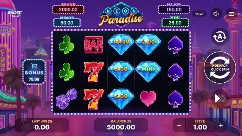 Neon Paradise: Hold and Win slot screenshot 1
