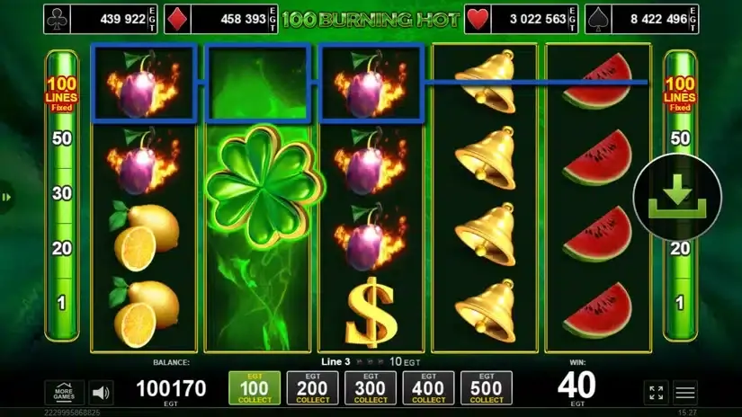 100 Burning Hot slot screenshot 