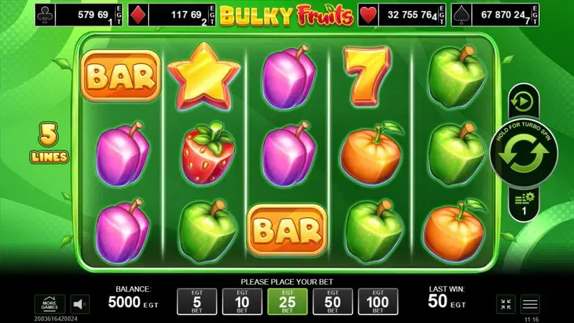 Bulky Fruits slot screenshot 