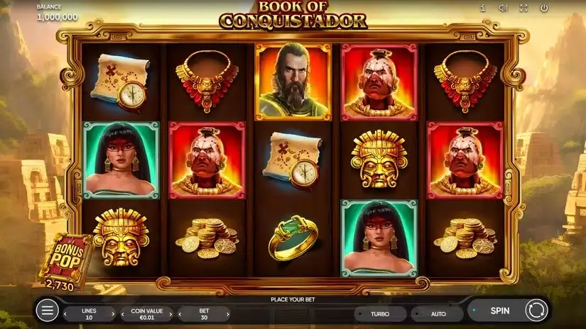 Book of Conquistador slot screenshot 