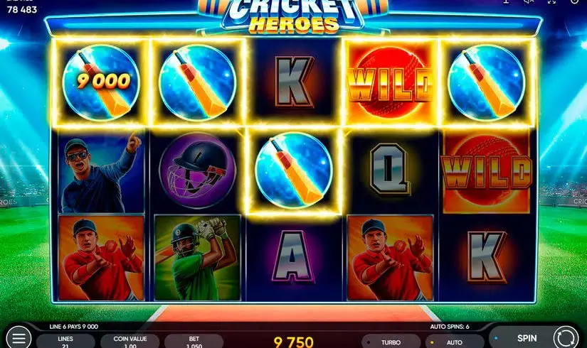 Cricket Heroes slot screenshot 
