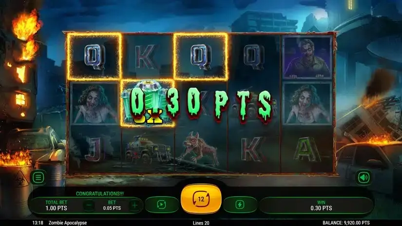 Zombie Apocalypse slot screenshot 4