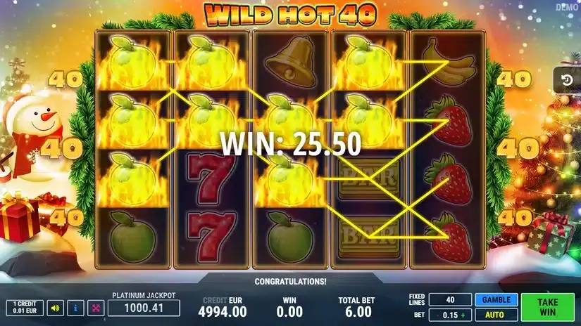 Wild Hot 40 Christmas slot screenshot 2