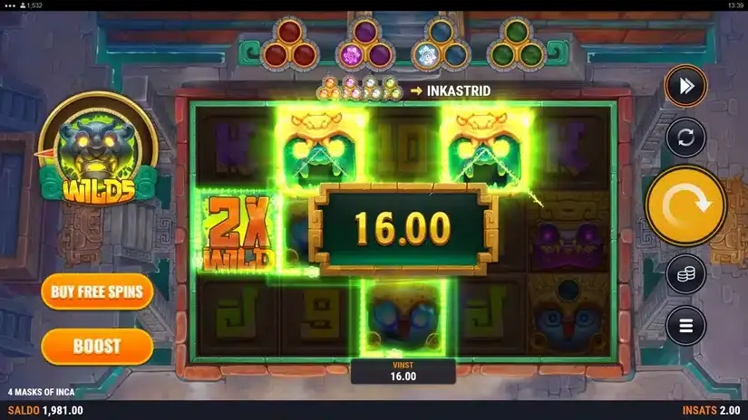 4 Masks of Inca slot screenshot 