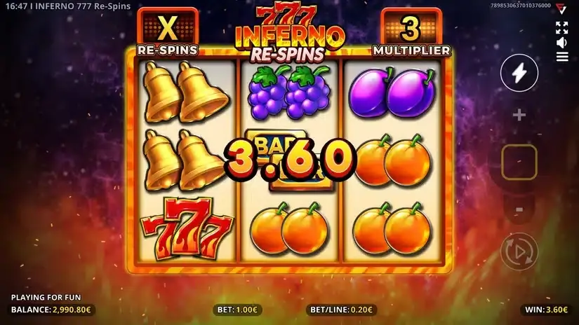 Inferno 777 Re-spins slot screenshot 3
