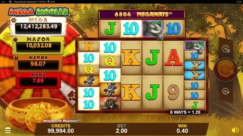Mega Moolah Megaways slot screenshot 2