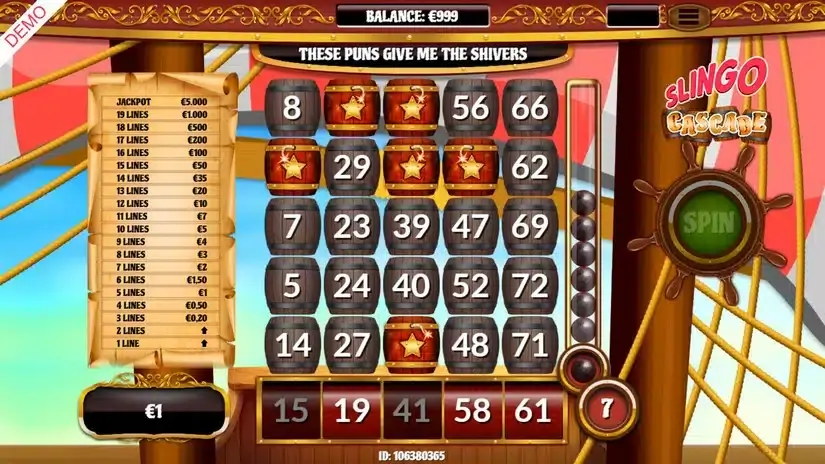 Slingo Cascade slot screenshot 2