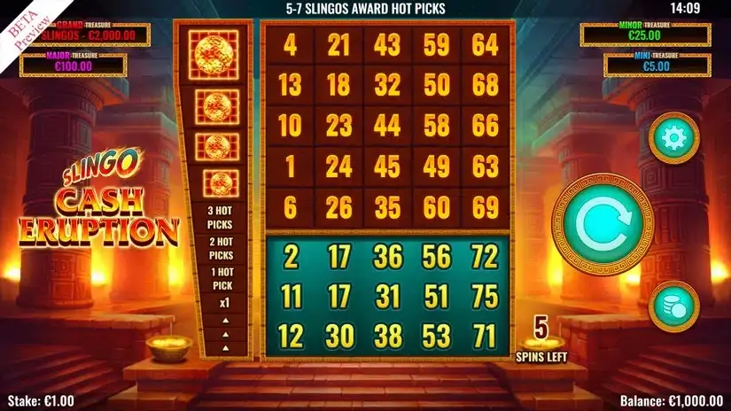 Slingo Cash Eruption slot screenshot 1