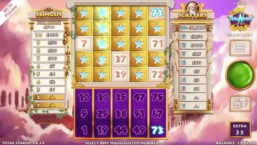 Slingo Thunder of the Gods slot screenshot 3