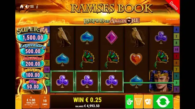 Ramses Book Respins of Amun Re slot screenshot 2