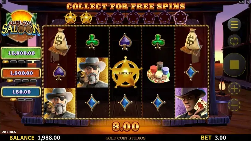 Outlaw Saloon slot screenshot 2