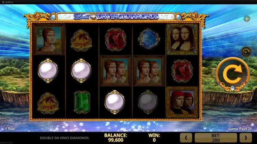 Double Da Vinci Diamonds slot screenshot 2