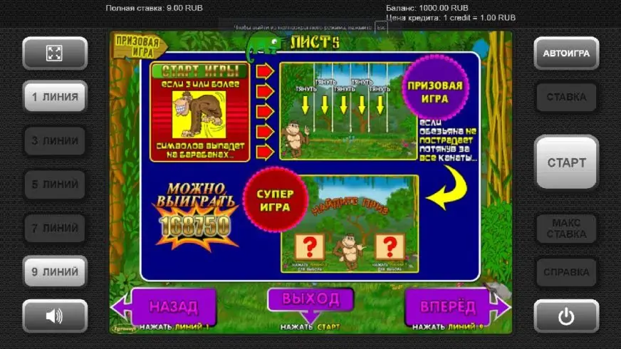 Crazy Monkey slot screenshot 2