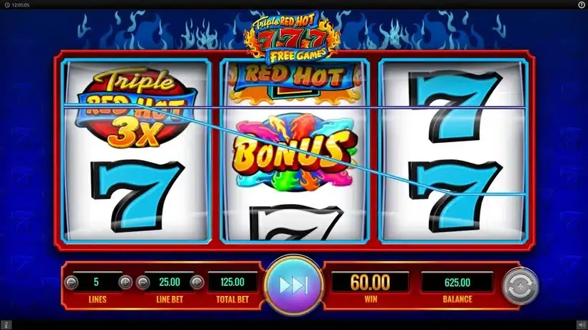 Triple Red Hot 777 slot screenshot 2