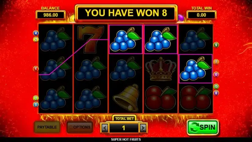 Super Hot Fruits slot screenshot 2