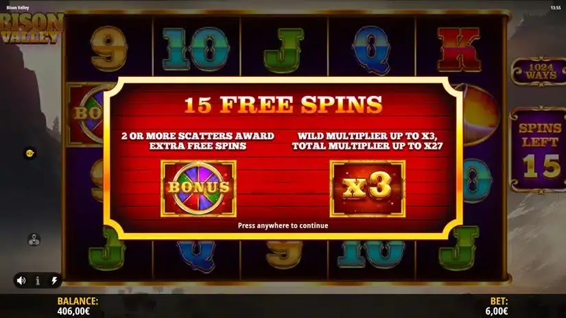 Bison Valley slot screenshot 4