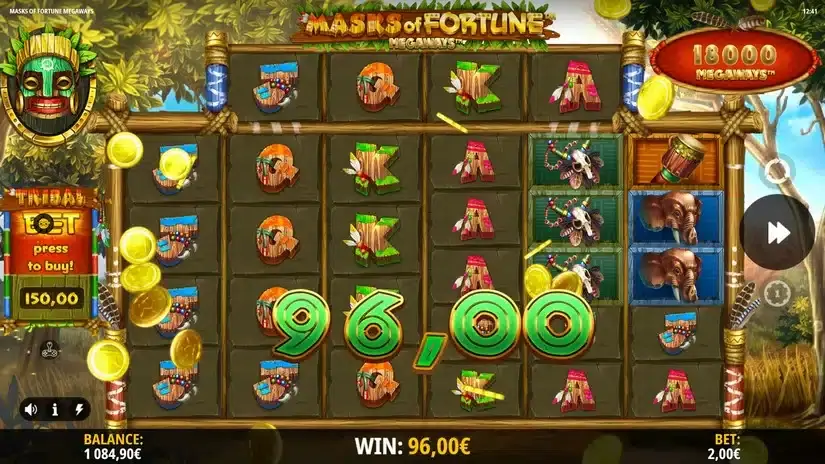 Masks of Fortune Megaways slot screenshot 