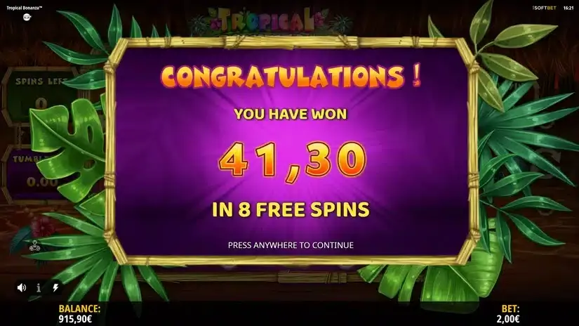 Tropical Bonanza slot screenshot 