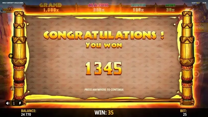 Wolf Canyon Hold & Win slot screenshot 