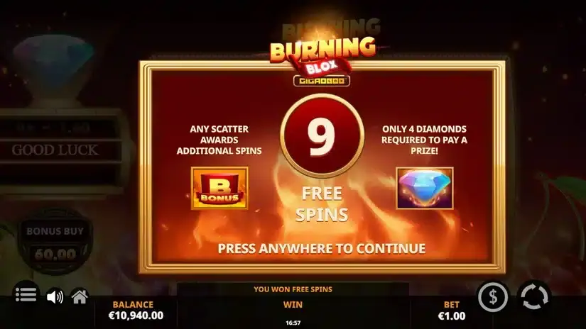 Burning Blox Gigablox slot screenshot 3