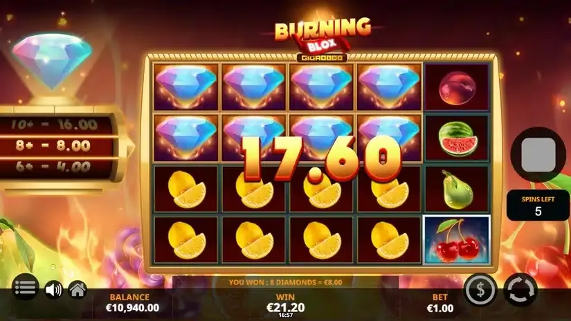 Burning Blox Gigablox slot screenshot 5