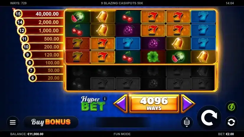 9 Blazing Cashpots 50K slot screenshot