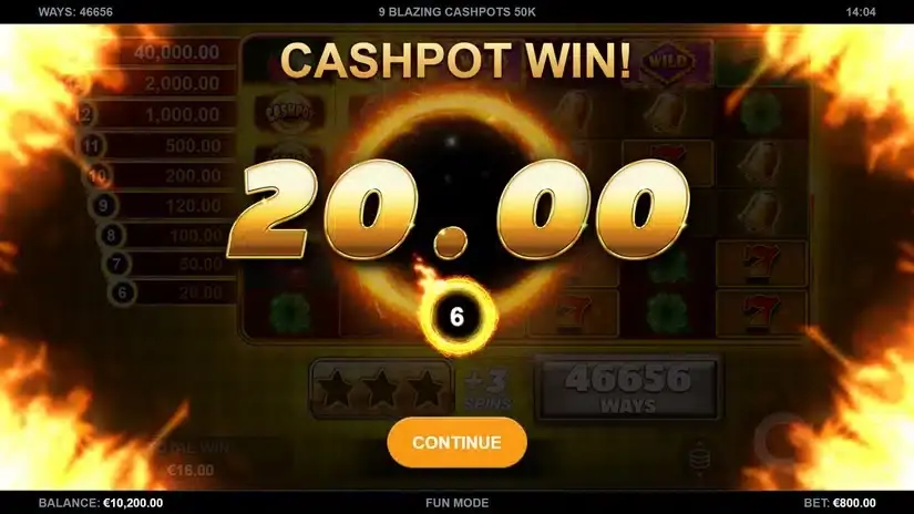 9 Blazing Cashpots 50K slot screenshot