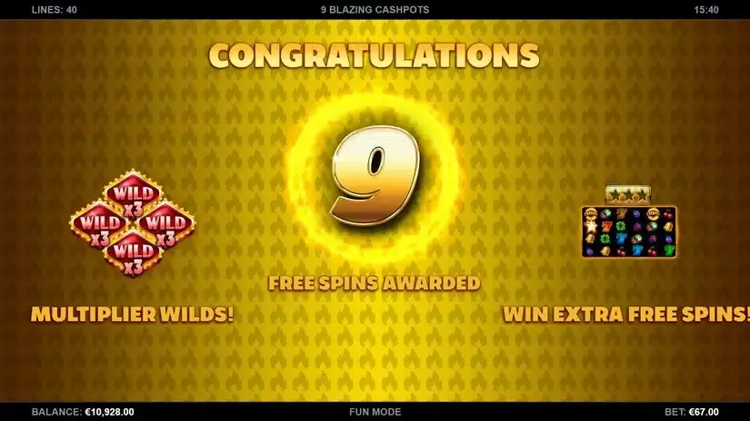 9 Blazing Cashpots slot screenshot 3