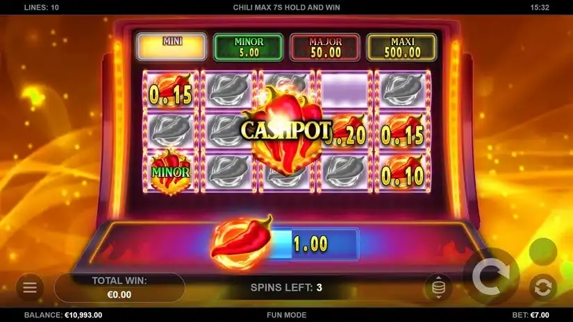 Chili Max 7s Hold and Win slot screenshot 3