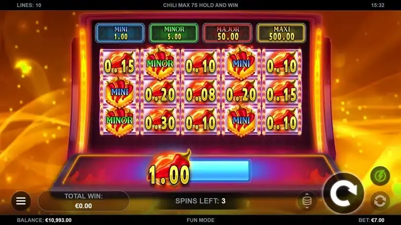 Chili Max 7s Hold and Win slot screenshot 5